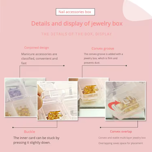 Estuche de almacenamiento de <span class=keywords><strong>uñas</strong></span> desmontable 12 frascos decoración de <span class=keywords><strong>uñas</strong></span> caja de diamantes de imitación para herramienta de contenedor - Product Image 6