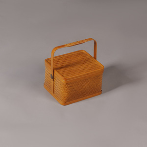 Single-layer <b>bamboo</b> woven basket for storing Japanese-style double-layer fruit and dessert plates, royal food boxes, and - Product Image 1