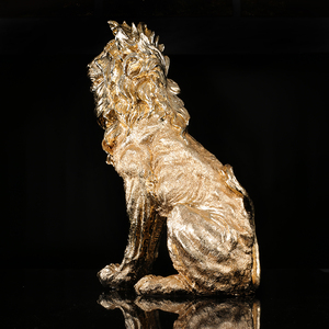 Suministro al por mayor, precio barato, León dorado, decoración interior para el hogar y exteriores, artesanía, escultura <span class=keywords><strong>de</strong></span> animales salvajes - Product Image 4