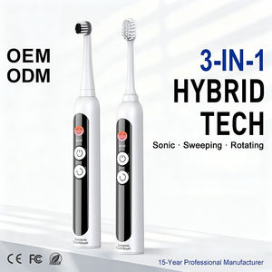 3-in-1 Spinsonic <strong>Toothbrush</strong> Sonic Sweeping Rotating, LCD Smart Rechargeable Electric <strong>Toothbrush</strong>, OEM FDA CE For Private Label - Product Image 1