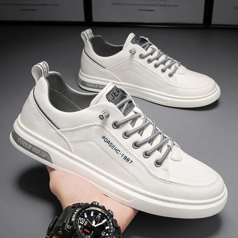 Erkek bahar 2024 küçük beyaz kauçuk astarı ve trend örgü astar ile rahat ayakkabılar yönlü spor Sneakers