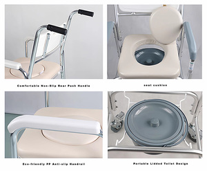 Chaise de toilette 3-en-1 pliable en alliage d'aluminium réglable en hauteur, avec roulettes, pour personnes âgées et handicapées – Meilleure vente - Product Image 3
