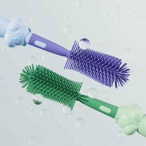 Baby <b>Bottle</b> Cleaner <b>Brush</b> Kit PP & Silicone Long Handle Cartoon Design Portable Safer Use Nipple Straw <b>Brush</b> - Product Image 4
