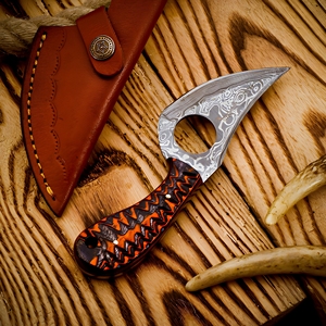 Couteau artisanal en acier Damas avec manche en bois - Lame fixe de 7 pouces, pointe clip, couteau de chasse/camping EDC - Product Image 2
