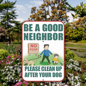 Señal de advertencia de aluminio reflectante sin caca con estaca, "Sé un buen vecino" para césped al aire libre, jardín y comunidad - Product Image 6