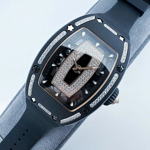 Reloj automático de cerámica negra con diamantes de alta calidad estilo RM 07-01 para mujer con correa de caucho - Product Image 3