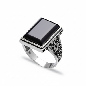 Ottoman Design Triangle Cut Onyx Gemstone Authentic <b>Men</b> <b>Ring</b> Turkish Wholesale Handmade 925 Sterling <b>Silver</b> <b>for</b> <b>Men</b> - Product Image 2