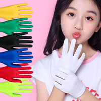 Sarung Tangan Poliester Beraneka Warna untuk Dewasa dan Anak-Anak, Sarung Tangan Lembut yang Dapat Diregangkan untuk Pesta, Halloween, Teater, dan Aktivitas Tangan