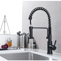 Robinet de cuisine populaire en acier inoxydable 304 noir avec douchette extractible à capteur sans contact et poignée unique, fabriqué en Chine