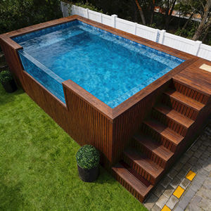 Piscina Prefabricada de Fibra de Vidrio, Piscina Elevada Rectangular de Madera, Spa Móvil, Piscina Acrílica Infinita - Product Image 1