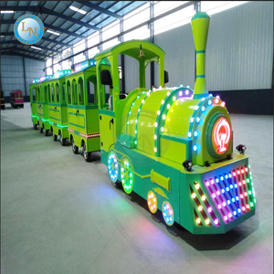 รถไฟเที่ยวชมแบบไม่มีรางไฟฟ้าสีเขียวลูกกวาดสำหรับเด็กรถไฟไฟเบอร์กลาสใช้ในร่ม/กลางแจ้งใช้ในห้างสรรพสินค้าสวนสนุก - Product Image 3