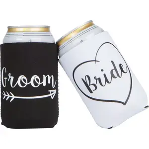 2PC Wedding Gift for Couple Beer Can Cover Bride and Groom Insulated Beer Can Cooler