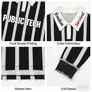 เสื้อยืดโออีเอ็มแบบกำหนดเองสำหรับผู้ชาย ปักลายสี่เหลี่ยม ลายทาง พิมพ์ลายสกรีน ลุคสบายๆ แขนยาว ตัดสั้น - Product Image 2