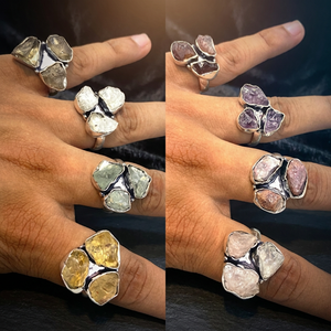 SK NOOR SONS <b>Indian</b> Vintage Boho Cluster <b>Rings</b> Women's Natural Stone Turquoise Big Stone Daily Wear Jewelry Making - Product Image 4