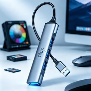 Type-C 多端口连接底座，多个 USB 端口，SD TF 卡插槽，3.5 毫米音频端口，适用于日常办公笔记本电脑硬件改装 - Product Image 1