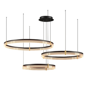 Hiện đại sang trọng <span class=keywords><strong>LED</strong></span> 3-Ring thay đổi độ sáng trần ánh sáng mặt dây chuyền hình chữ nhật/hình bầu dục phong cách Bắc Âu phòng khách đèn chùm - Product Image 1
