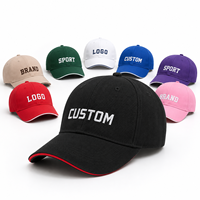 Topi Baseball Custom 5 Panel Model A-Frame Snapback Katun Dua Warna Bordir Logo 3D untuk Pria