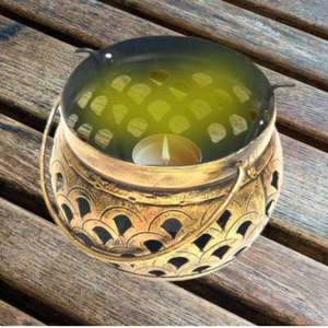 Open Sphere <b>Tealight</b> <b>Holder</b> with Handle Ideal for Home Decor Festive Events and Diwali Table Centerpiece Decoration Premium - Product Image 1