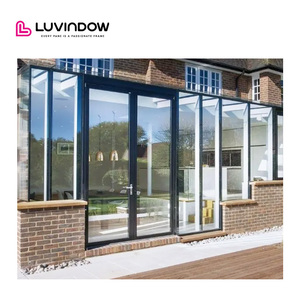 Portes en aluminium pour bâtiments commerciaux, portes de patio pour maison, portes battantes à double entrée isolées thermiquement et imperméables avec verre - Product Image 2