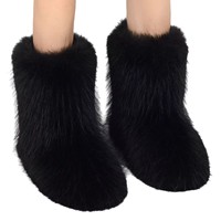 Bottes d'hiver douillettes pour femmes, en fausse fourrure, semelle en caoutchouc, bout renforcé, mi-mollet, confortables, tendance, chaudes, pour le quotidien