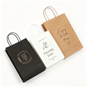 Sacs en papier personnalisés avec logo pour gâteaux, poignée en kraft, pour la restauration rapide à emporter, impression écologique - Product Image 1