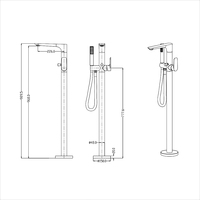 Robinet de baignoire sur pied de style moderne de luxe, en laiton céramique, mitigeur de bain autoportant, ensemble douche haut de gamme pour salle de bain d'hôtel