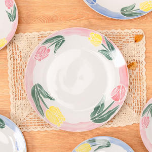 Assiette de table occidentale en céramique Tulipe Française, design élégant et frais, pour la maison, les hôtels et les restaurants - Product Image 2
