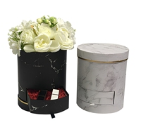 Boîte d'emballage ronde personnalisée tendance pour chapeau, motif marbre floral, avec tiroir, livraison en 15-20 jours, en carton recyclable HXD-A484
