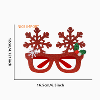 Lunettes de Noël style flocon de neige blanc, décoration de fête de Noël, monture de lunettes à motif baies et flocons de neige, accessoire photo festif