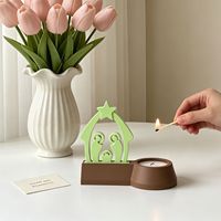 Moule en silicone pour bougeoir en forme de maison cœur, pour décoration familiale DIY, base à insérer pour signe, résine époxy et plâtre