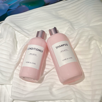 Emballage cosmétique, flacon pompe rose 350ml/500ml pour shampoing et lotion corporelle, avec logo personnalisé, matériau PET, emballage pour soins de la peau