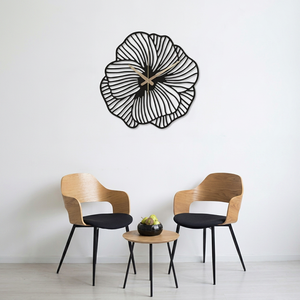 Minimalist Metal Wall Clock Abstract Flower Design Quartz Analog Silent Living Room Decor Hanging Clock - Product Image 1