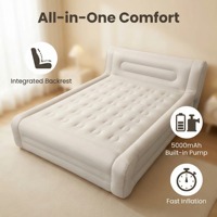 Lit gonflable portable en PVC floqué personnalisé pour la maison, l'intérieur, le camping en plein air, avec pompe intégrée