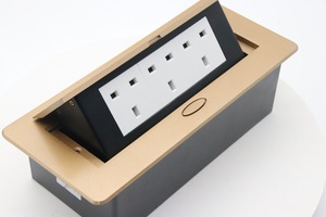 T266-4P Tabletop ổ cắm ba 13A nhôm Rose Gold mở phong cách với bàn chải chậm <span class=keywords><strong>pop</strong></span>-up cho bảng ổ cắm - Product Image 5