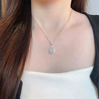 Collana con Pendente a Goccia in Oro Bianco 18K con Diamante Coltivato in Laboratorio, Gioielli Raffinati per Donne, Catene con Diamanti, Collana con Diamante di Laboratorio