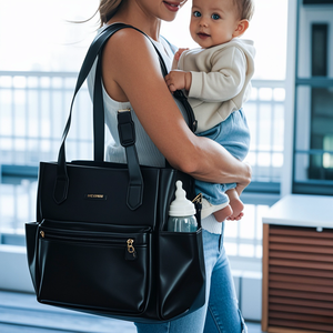 Haute couture Portable en cuir PU grand sac de <span class=keywords><strong>maternité</strong></span> maman couche-culotte sac fourre-tout pour l'hôpital - Product Image 6