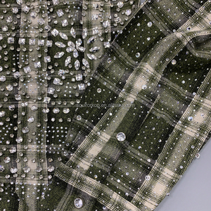 Logo personalizzato camicie di flanella su misura per gli uomini, personalizzato strass schermo stampato 100% cotone lungo bottone di flanella verde - Product Image 2