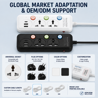 Stop Kontak 3 Lubang Universal Multi Plug Socket 2 USB Type-C PD Saklar Independen Kabel Khusus Panel Distribusi Daya