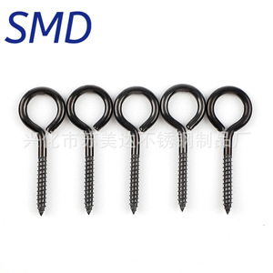 Smd Stainless Steel Eye <b>Screw</b> Black Coarse Thread Metric With Ring Hook For Hanging Fixing - Product Image 5