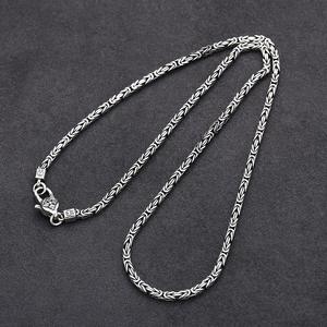 Collier en <span class=keywords><strong>argent</strong></span> pur S925 avec motif de paix, chaîne épaisse, style thaïlandais rétro <span class=keywords><strong>vieilli</strong></span>, bijoux classiques pour hommes et femmes - Product Image 3