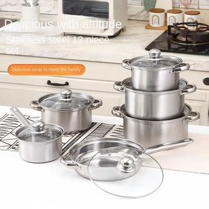 Bộ dụng cụ nấu ăn bằng thép không gỉ 12 món, thiết kế hiện đại, không khói, an toàn với lò nướng và máy rửa chén, xuất khẩu. - Product Image 5