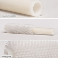 Brosse de nettoyage à long manche en nylon, sur mesure, avec filaments PA PP PPT, poils de 10-80 mm, base en plastique blanc