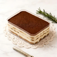 Boîte individuelle pour tiramisu, conteneur à dessert transparent en PS, épaisseur 1 mm, boîte à gâteau mousse en plastique rigide pour l'emballage alimentaire, logo personnalisé