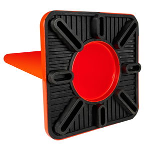 Ruban blanc réfléchissant de conception mince en PVC orange Goujons de route robustes Caoutchouc durable 700mm 37cm X 37cm Cône de signalisation Avertissement de trafic - Product Image 1