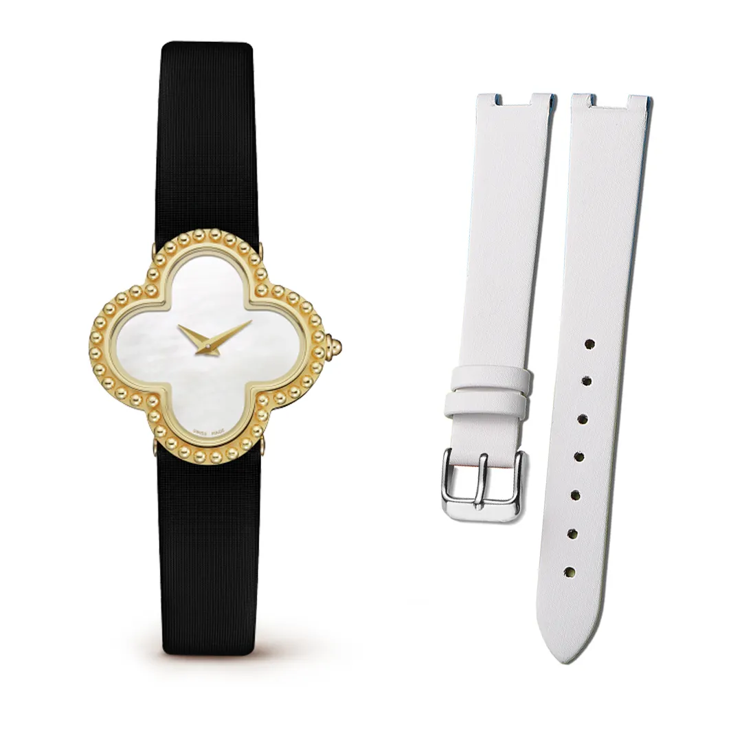 Original Quality WatchBand for Alhambra Watches Four-leaf clover 8311G Watch Band Women's Silk Textured Leather Watch strap