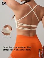 Soutien-gorge de sport dos croisé pour femme avec coussinets, nouveau débardeur de yoga et de fitness froncé, sous-vêtement de sport de maintien pour l'entraînement