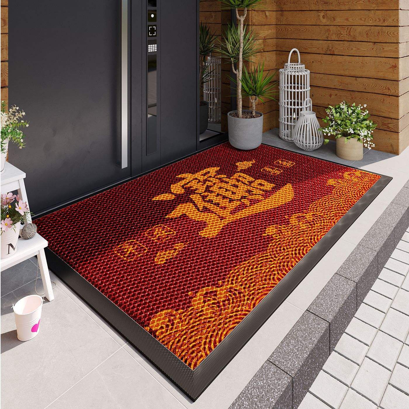 Paillasson Elastic King - Paix, prospérité et trésor en rouge chinois