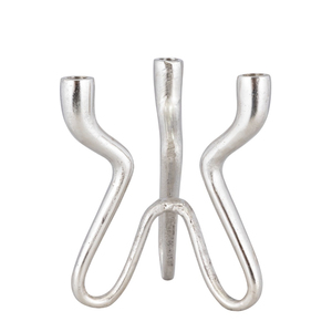 Porte-bougie en métal argenté moderne de qualité supérieure, design multi-bras, support à bougies pour centre de table, décoration intérieure - Product Image 1