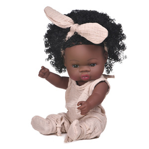 Poupée noire en caoutchouc souple pour enfants, poupée de rebirth, poupée en vinyle, poupée africaine de simulation, jouet pour enfants - Product Image 1