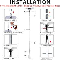 Barre de fitness et de pole dance rotative en acier inoxydable pour exercices à domicile, tube de 45 mm de diamètre pour spinning et danse